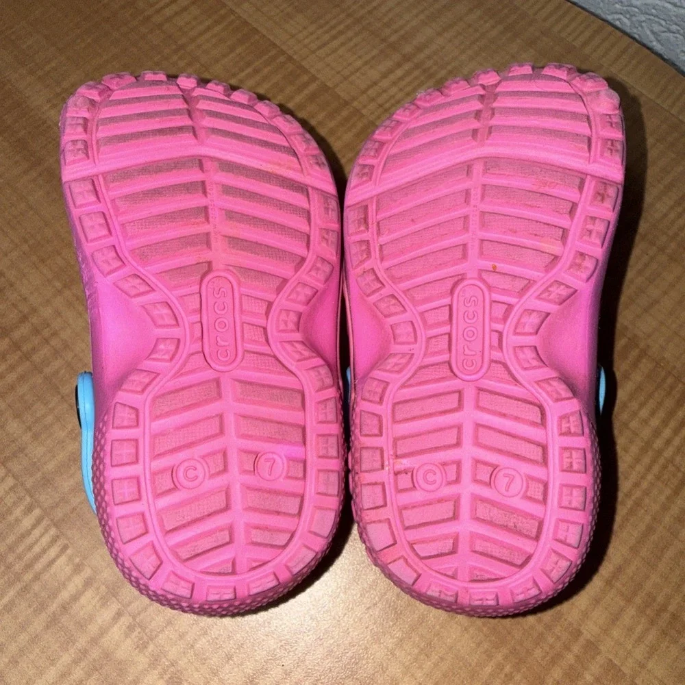 Crocs Disney Minnie Mouse Lined Pink Blue Clogs Mules Toddler Shoes Girls C7